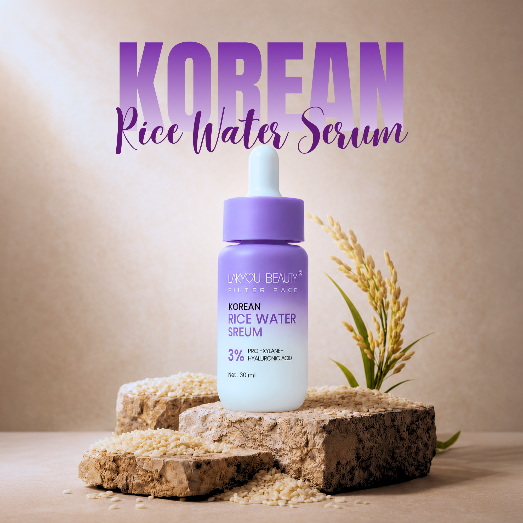 Lakyou Beauty - Filter Face Korean Rice Water Serum | Hydrating & Brightening Face Serum
