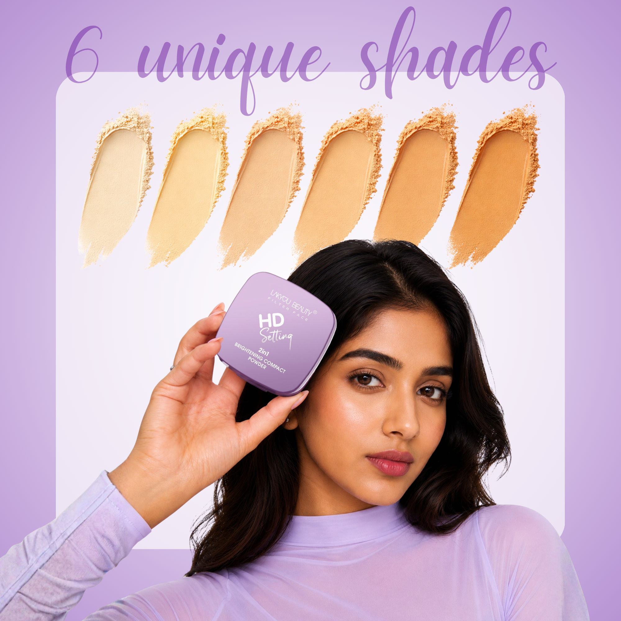 Lakyou Beauty | Filter Face 2 in 1 HD Setting Compact Powder | Long-Lasting Smooth Matte Finish