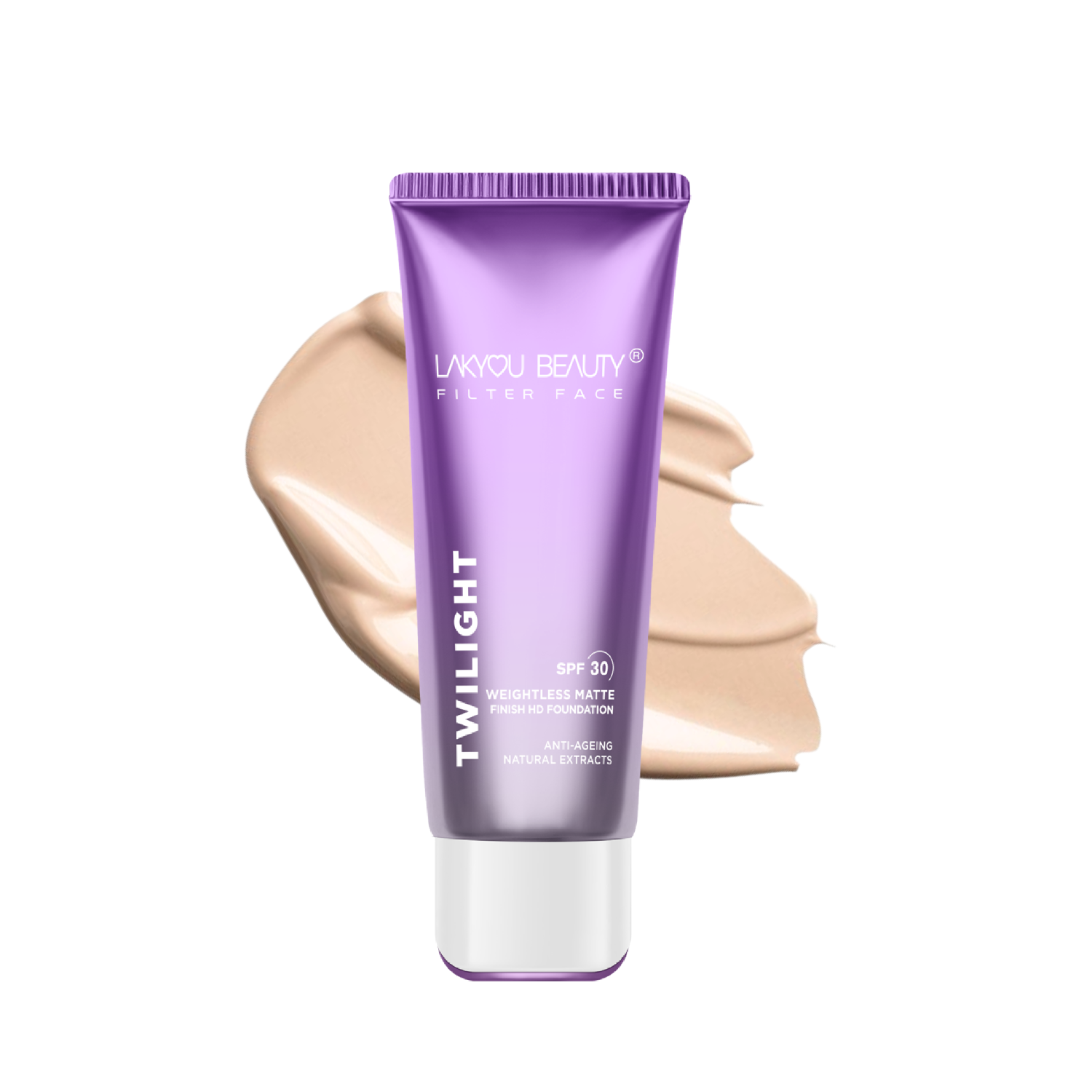 Lakyou Beauty - Filter Face Twilight Tube Foundation | Dewy Glow 24H Wear Soft-Matte Foundation