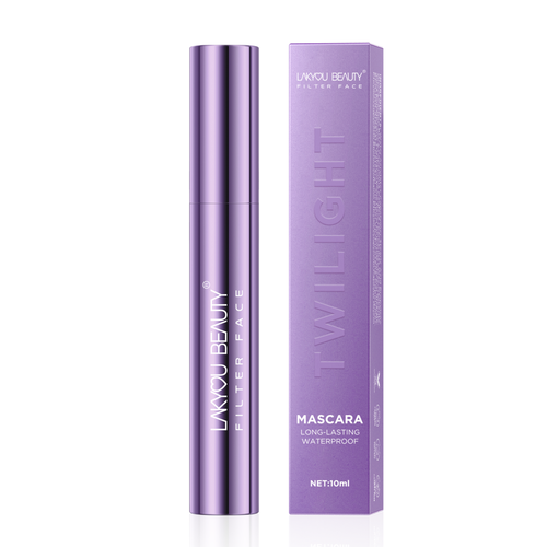 Lavender mascara with packaging on a white background